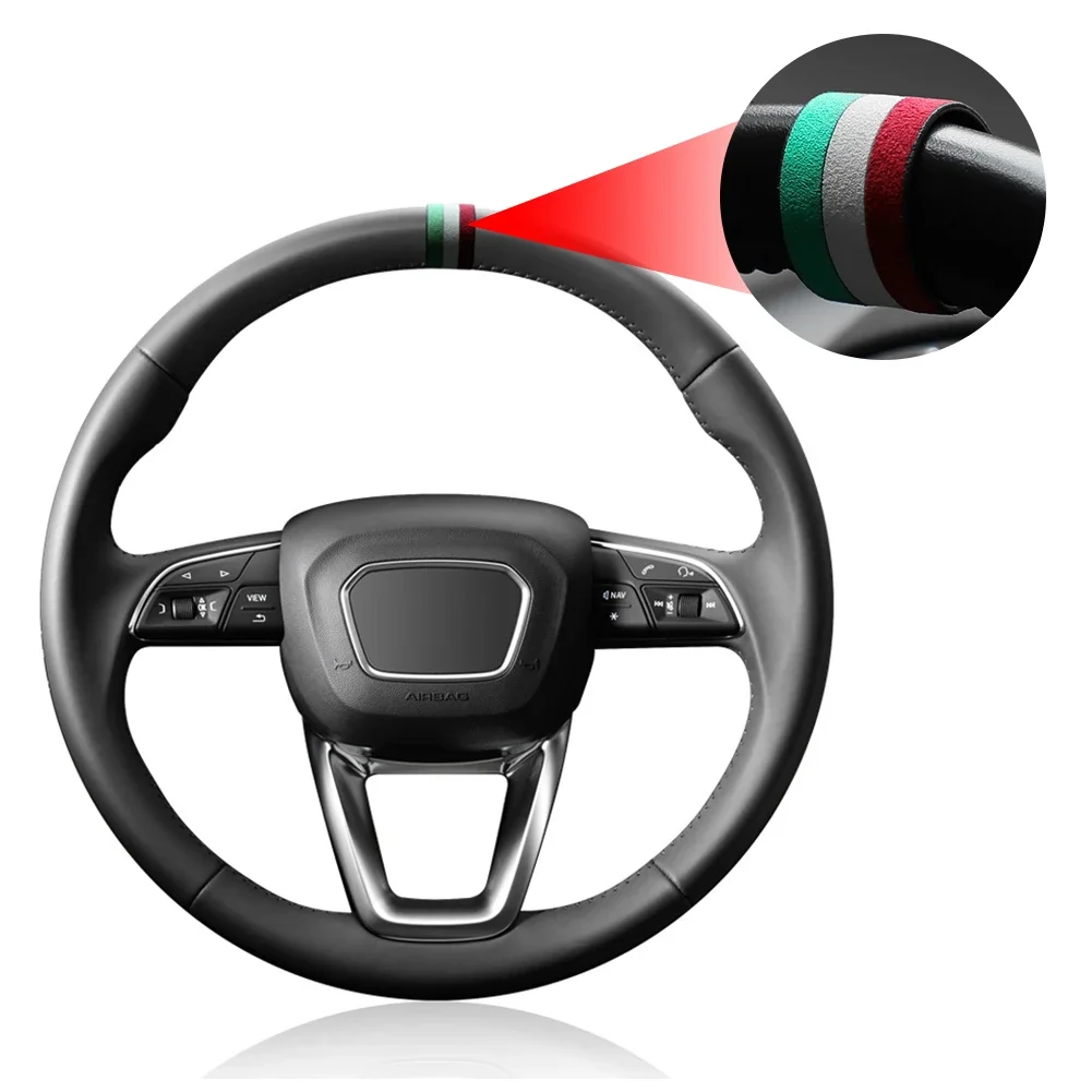 Italy Super Suede Universal Car Steering Wheel Booster Personality Center Line Marking Flannel Interior Decoration Accessories