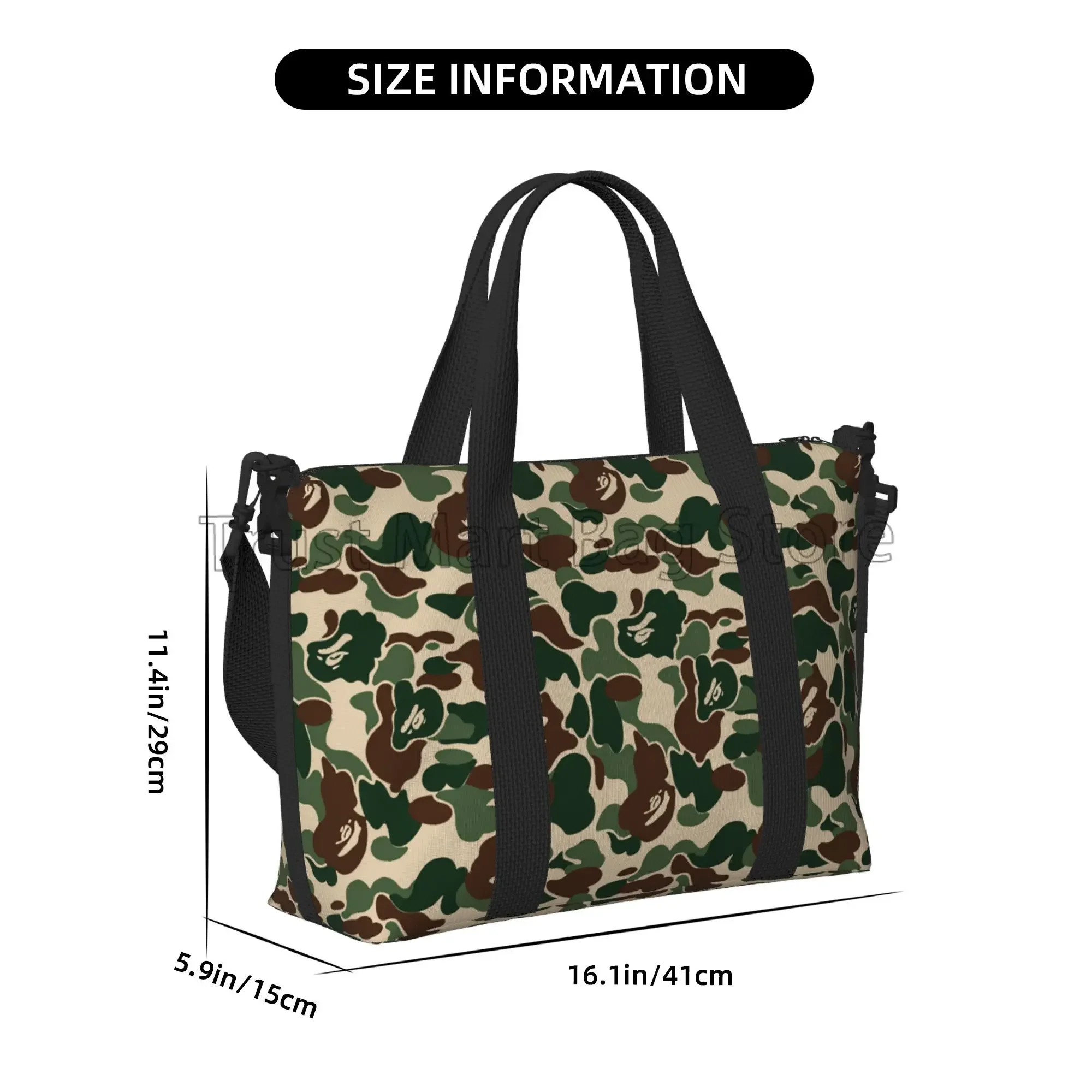 Green Camo Pattern Large Capacity Hand Luggage Travel Duffle Bag Weekend Bags Men Women Multifunctional Sports Fitness Bag