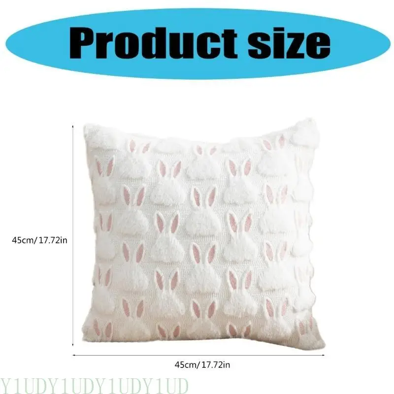 

Y1UD 45x45cm Easters Rabbit Pillow Cover Bunnys Decorative Pillow Case for Bedroom