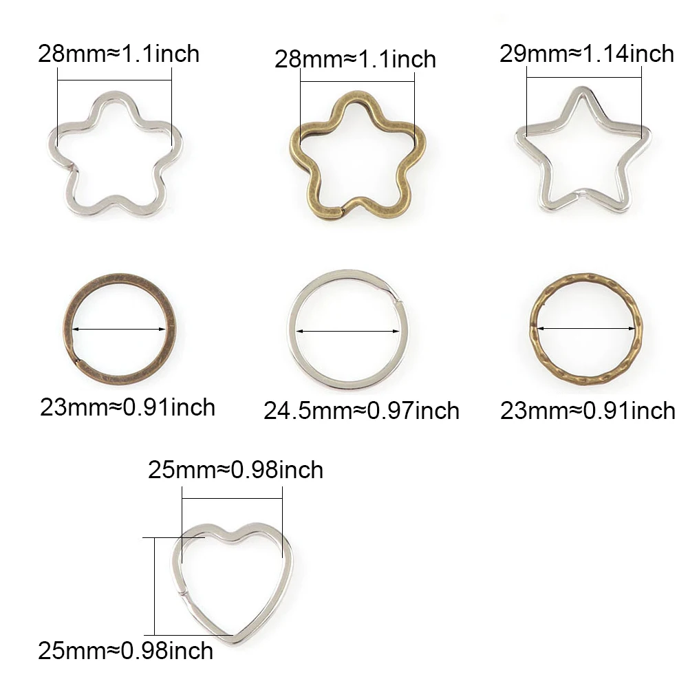 Cheaper Mix 10Pcs/Pack Round /Heart /Flower Keychains Metal key chain ring Split Rings Unisex Keyring  Keyfob Accessories DIY