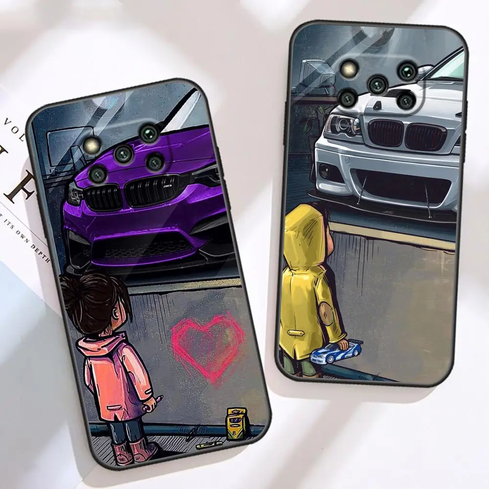 Boy See Sports Car Jdm Drift Case For Xiaomi Poco X5 X4 X3 M5 M4 M3 F5 F4 F3 GT Pro NFC Black Shark 5 Mix 3 4 Case Funda Shell