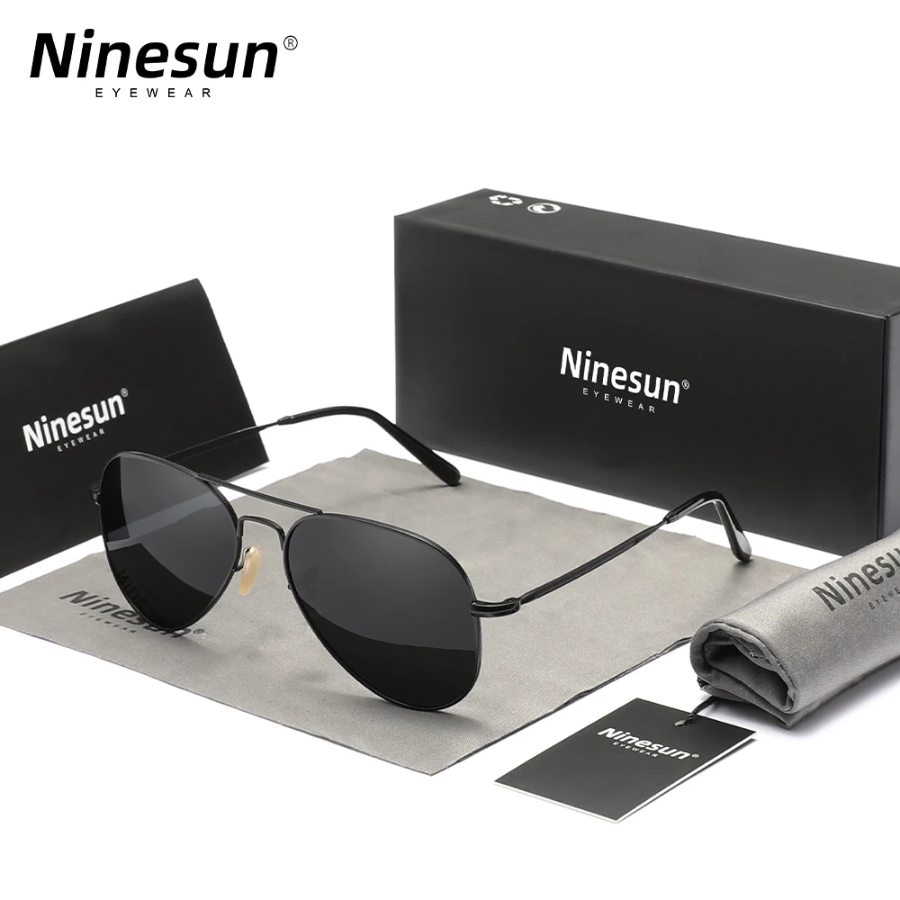 NINESUN Pilot Men‘s ’Sunglasses Polarization UV400 Anti-reflection Full Frame Alloy Parsnip Glasses Women Retro Luxury Eyewear