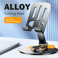 Phone stand 360 Rotation Mobile Phone Holder All Metal Aluminum Universal Bracket Folding Double Shaft Design Stable Anti Fall
