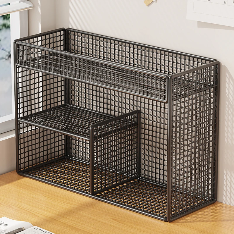 desktop-bookshelf-multi-layer-desk-organizer-student-dormitory-office-desk-storage-rack-iron-material-no-installation-required