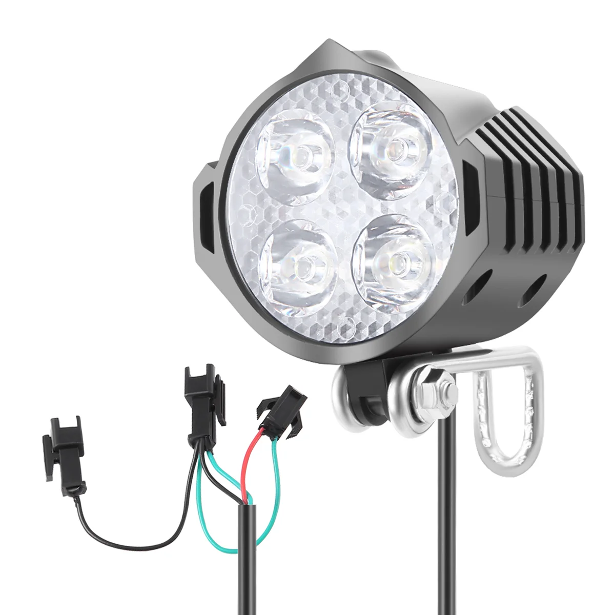 E-Bike Led Headlight 12V 24V 36V 48V 60V 72V Bicycle Light with Horn Waterproof Front Headlight