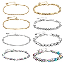 1 Pcs Quality Metal Jewelry Unisex Stainless Steel Round Beads Chain Waterproof Accessories Bracelet Daily Life Leisure Gifts