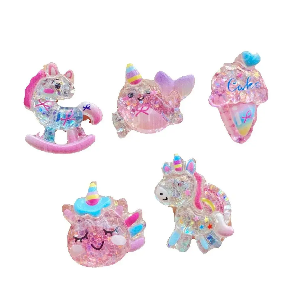 10 Stück neue Cartoon-Einhörner in verschiedenen Farben, Eiscreme-Cabochon-Steine mit flacher Rückseite, Scrapbook-DIY-Deko-Figuren, Bastelzubehör