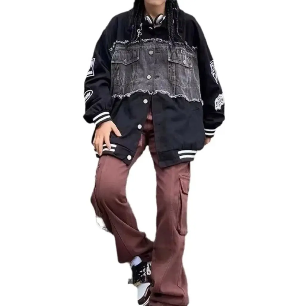 

Women's Retro Denim Jacket Harajuku Style Loose Bf Lazy Style American Trendy Spring Autumn Baseball Suit Jacket