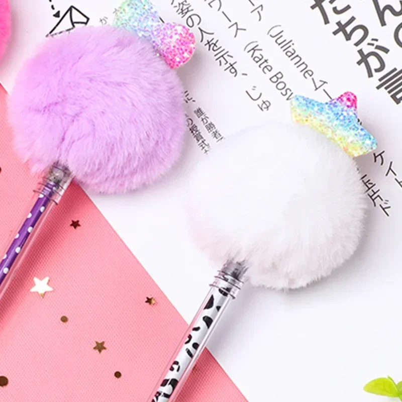 1 шт. креативные канцелярские принадлежности, милая искусственная меховая шариковая нейтральная ручка 0,7 мм, черная водная подпись, пушистые строительные гелевые ручки