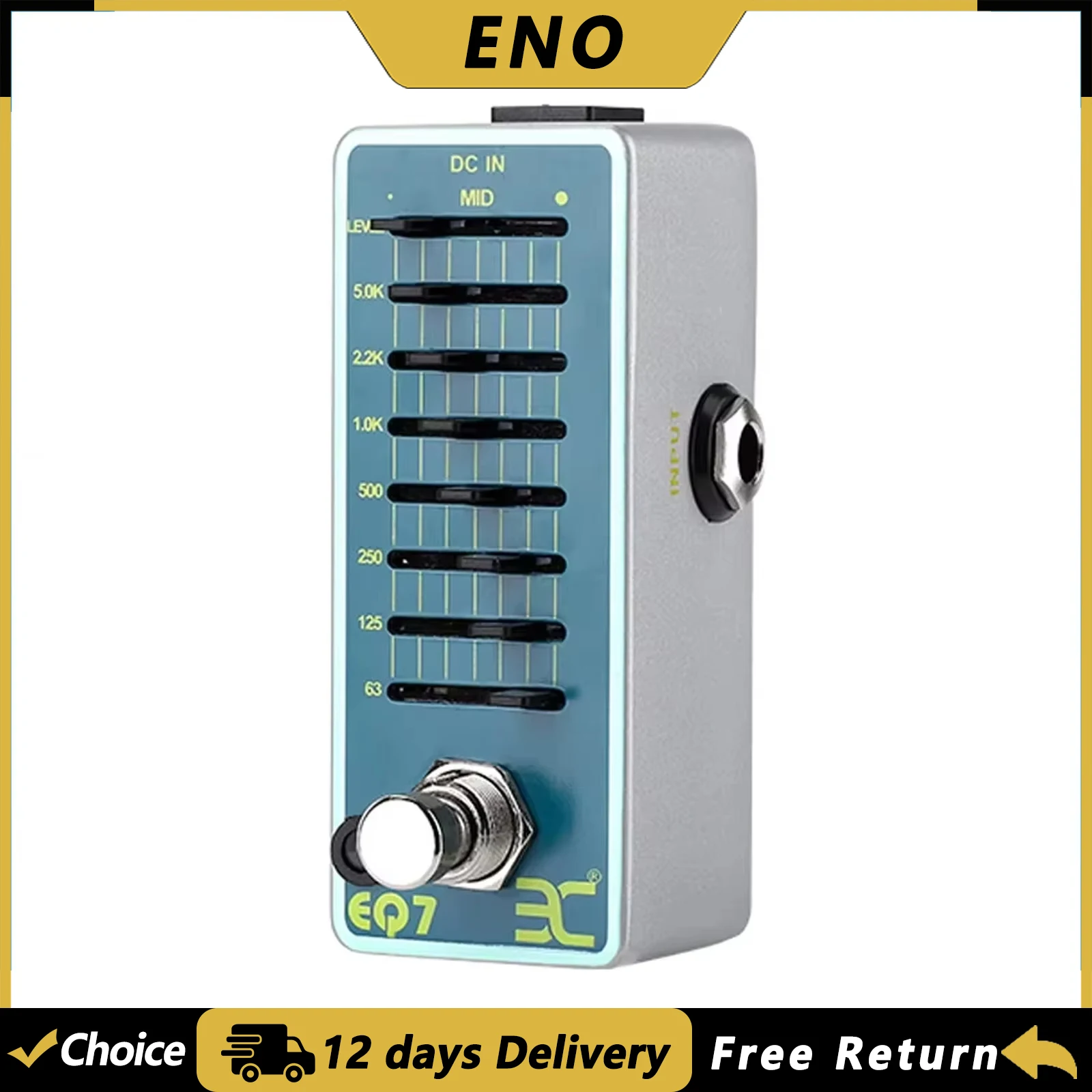 ENO EQ7 Equalizer Guitar Effect Pedal 7-Band  Equalization Mini Pedal 7 Band EQ Aluminum Alloy Body Electric Guitar Pedal
