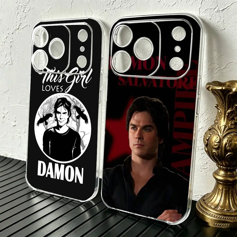 

The Vampire Diaries Damon Phone Case For iPhone 17 16 15 14 13 12 11 Mini Pro Max Plus Transparent Cover