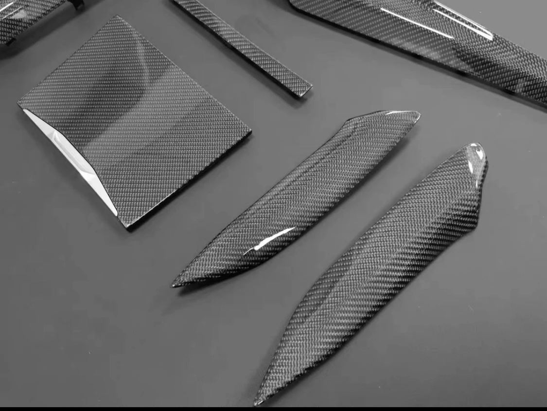 ألياف الكربون الداخلية ل X5 X6 F15 F16 لوحة العدادات قطاع الكسوة غطاء التحكم المركزي #5