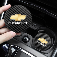 2Pcs Car Carbon Leather Water Cup Pad Anti-noise Coaster Mat For Chevrolet Cruze Spark Captiva Suburban Silverado Camaro Corvett