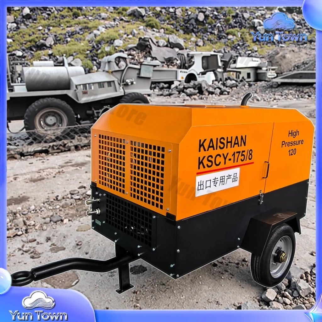 Portable Air Compressor Machine for Mining for Two Wheels Type 185 CFM New Model Industrial Air Compressor Tool for