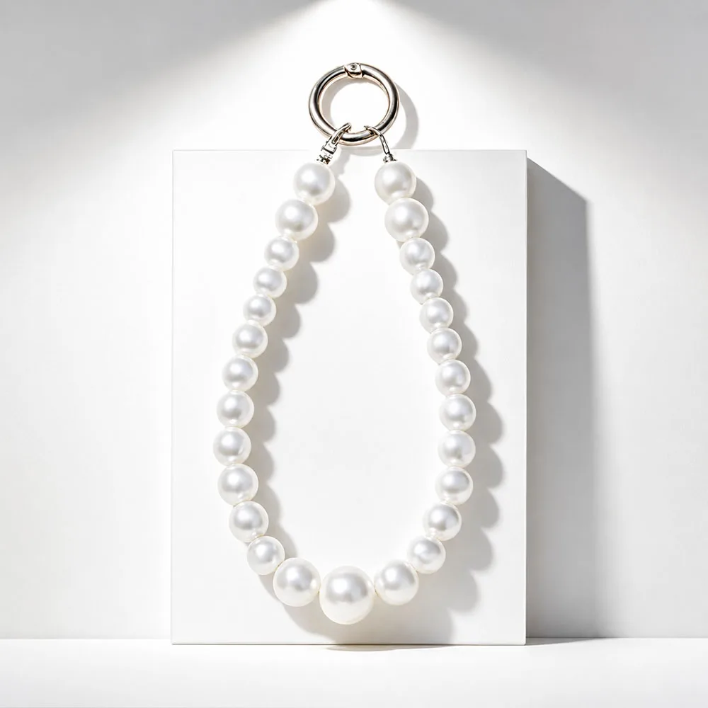 Fotografia 7: Alça de Telefone com Pérolas Brancas, Cordão Longo para Mulheres, Moda, Universal para Celulares