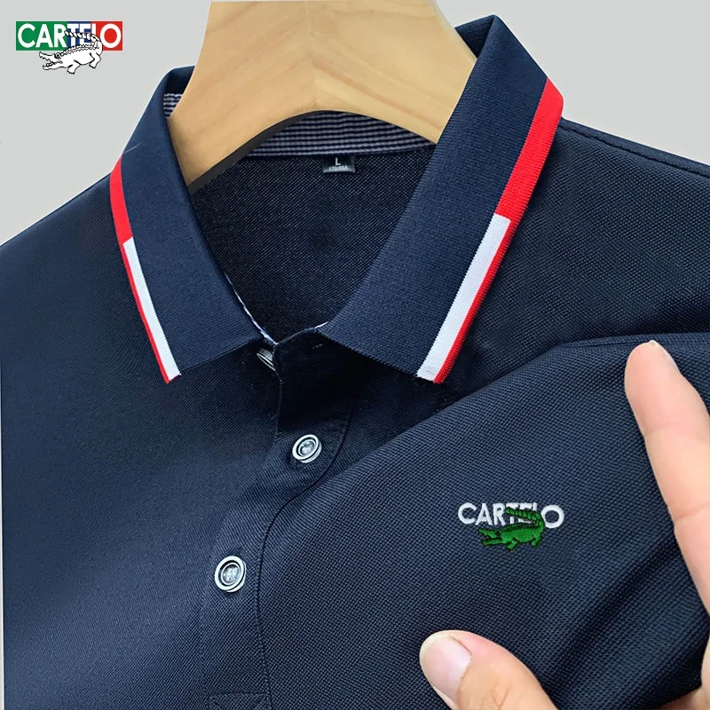 New summer men's high-quality short sleeved polo shirt, fashionable, business, casual, comfortable, breathable T-shirt top