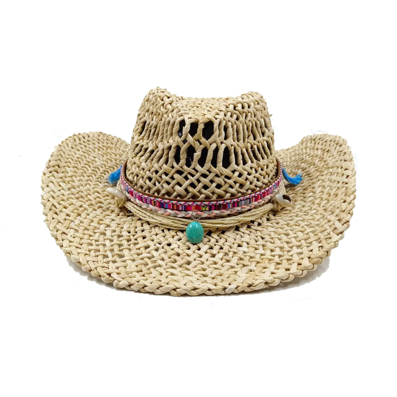 Cowboy straw hat corn husk material summer panama sun hat elegant western cowboy hat Sombrero Hombrero