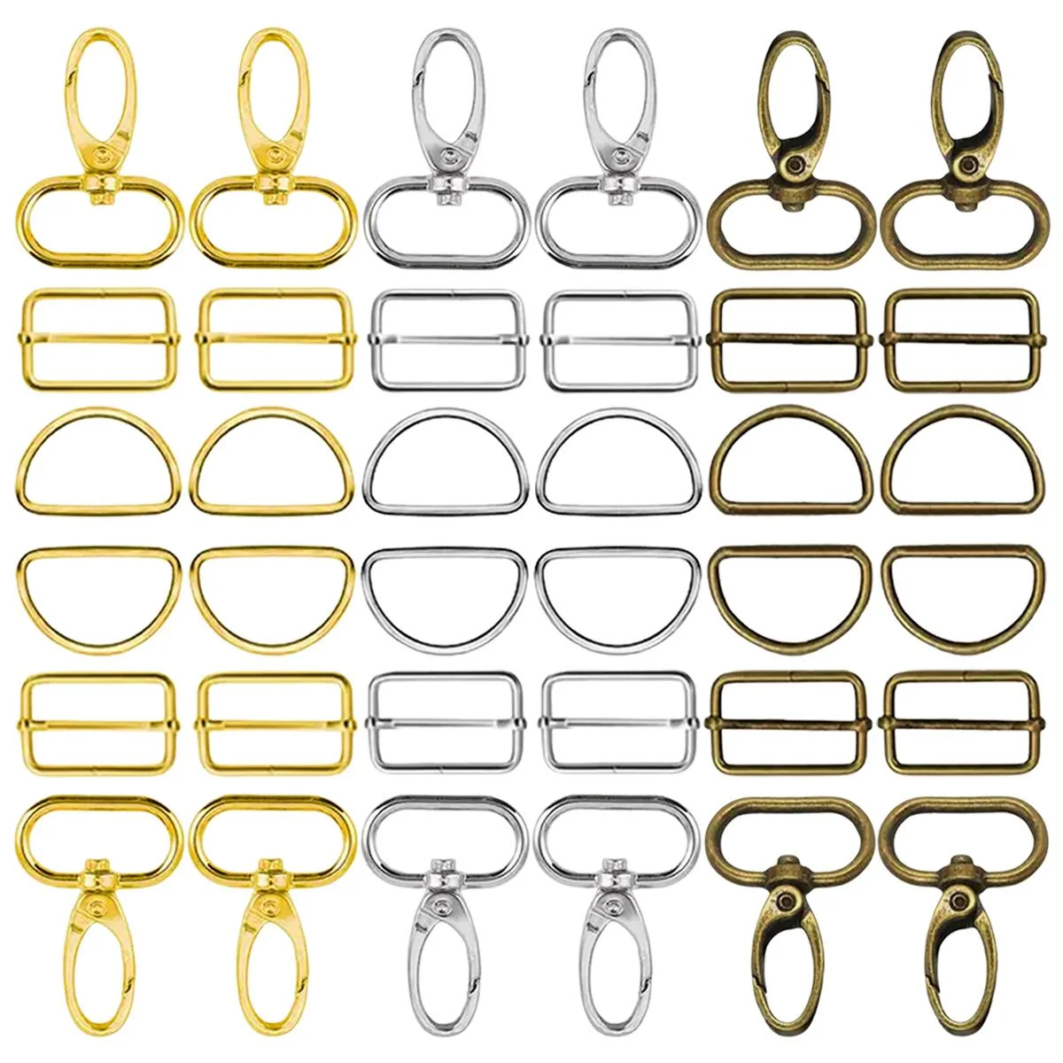 5/10/20 Set Oval Ring Lobster Claw Swivel Snap Hook D Ring Sliding Buckle Kit for Leash Keychain Accessories Wallet Bag DIY Gift