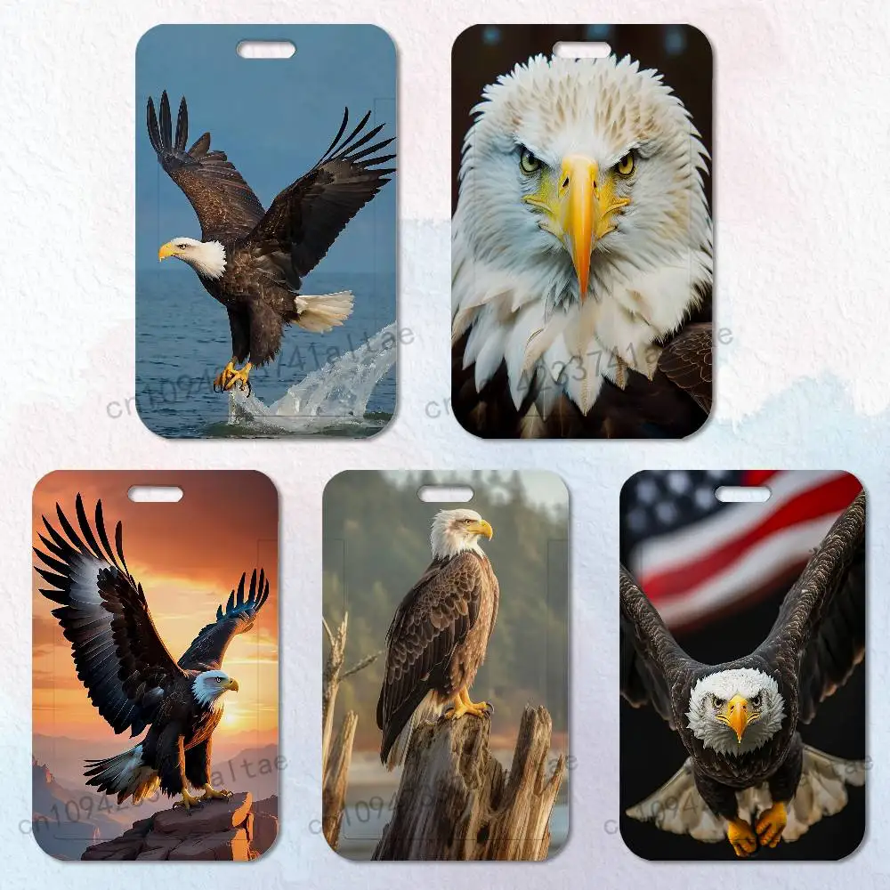 Ferocious Eagle Card Holder Durable With Carabiner Name Tag Vertical ID Badge Holders Credentials Protection