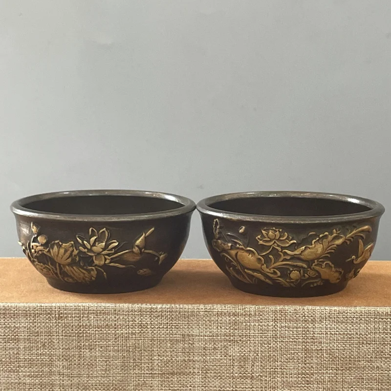 

Antique Bronze Collection Antique Pure Copper Gold Flowers and Birds Master Cup Tea Cup Wine Cup Small Copper Cup Domestic Ornam