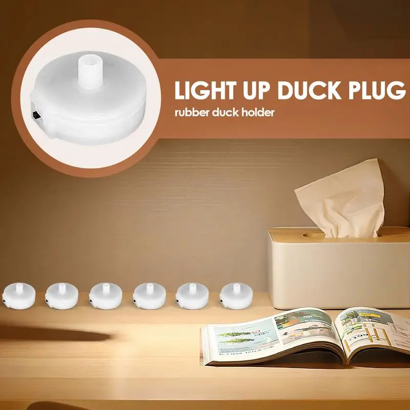 Light Up Duck Plugs Rubber Duck Mounts Stand With LED Lights Colorful Rubber Duck Accessories for Home Car Decoration Kids Gifts