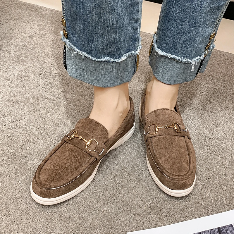 Sapatos simples femininos novo estilo dedo do pé quadrado boca rasa primavera e outono diário versátil sapatos de cano baixo mocassins confortáveis