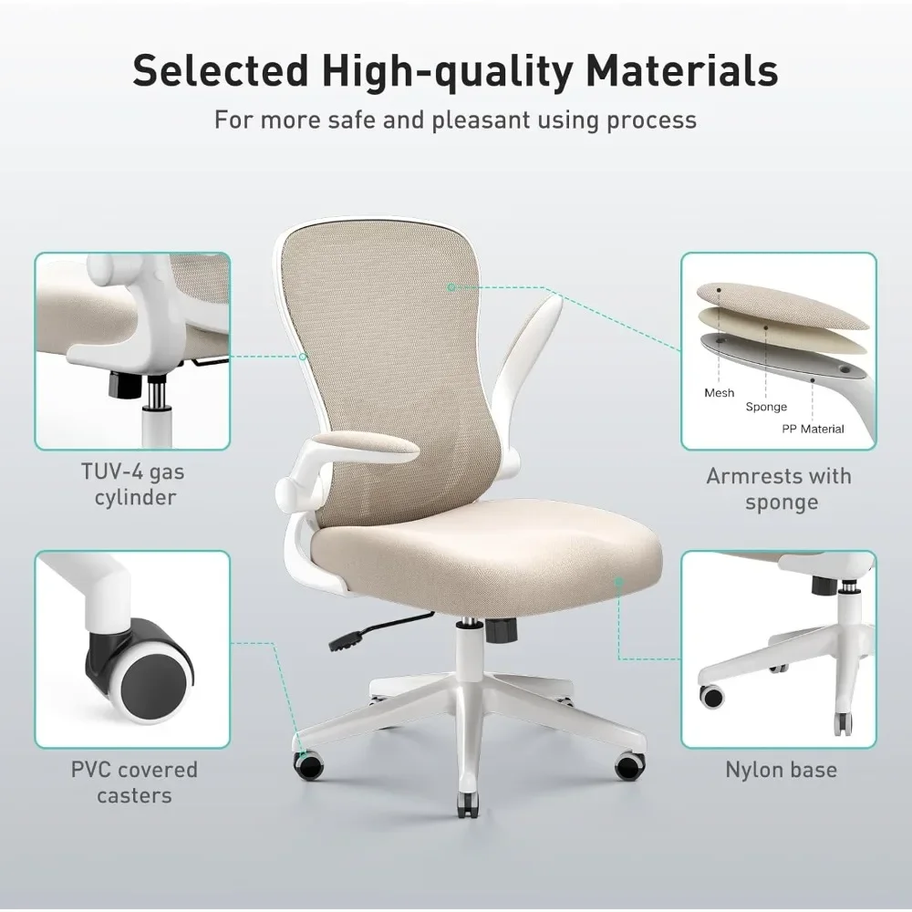 Office chair ergonomic office chair, breathable mesh office chair with adjustable lumbar support, reversible armrests