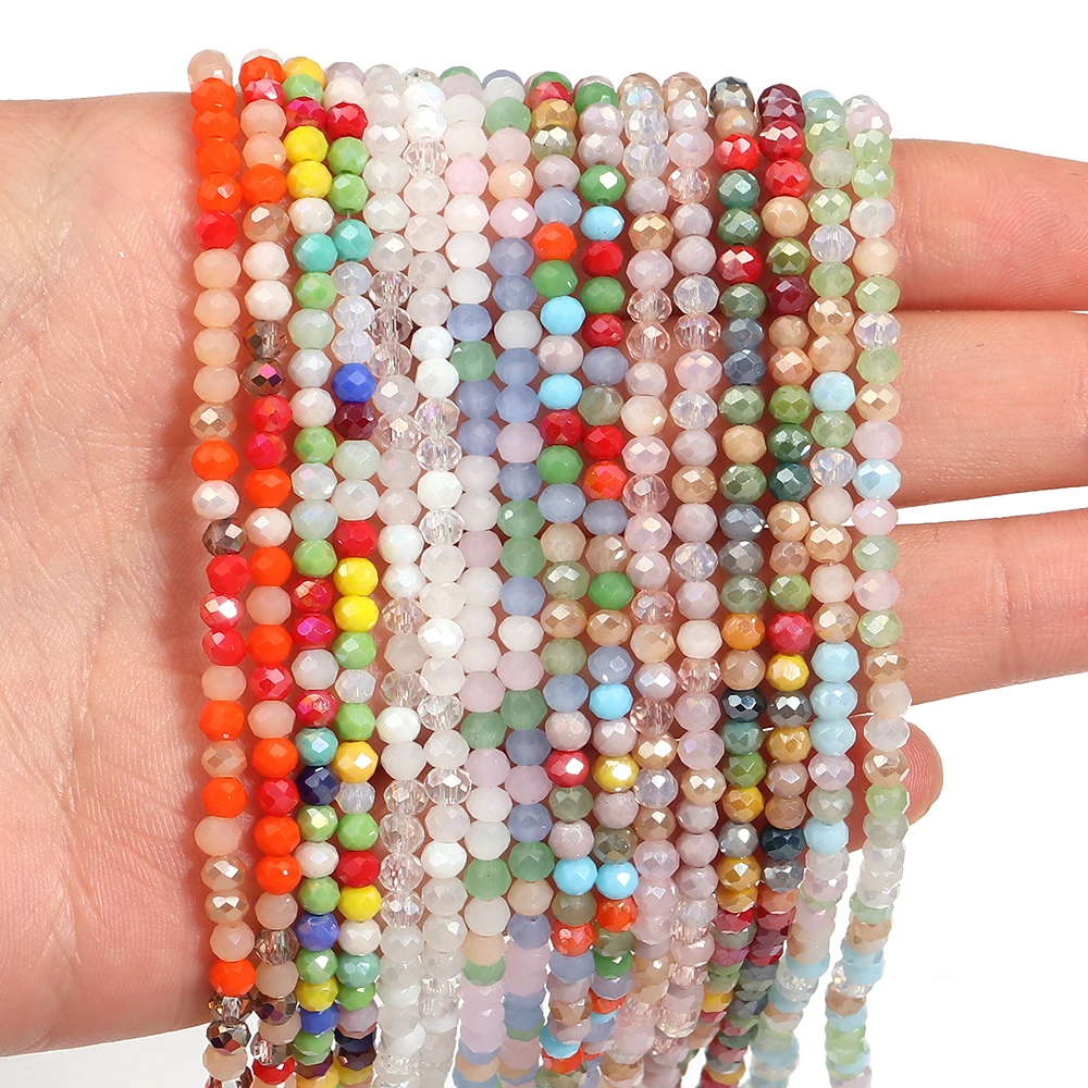 1 Strand 3x2mm Small AB Color Faceted Crystal Bead Rondelle Spacer Flat Glass Beads for Jewelry Making DIY Bracelet Necklace