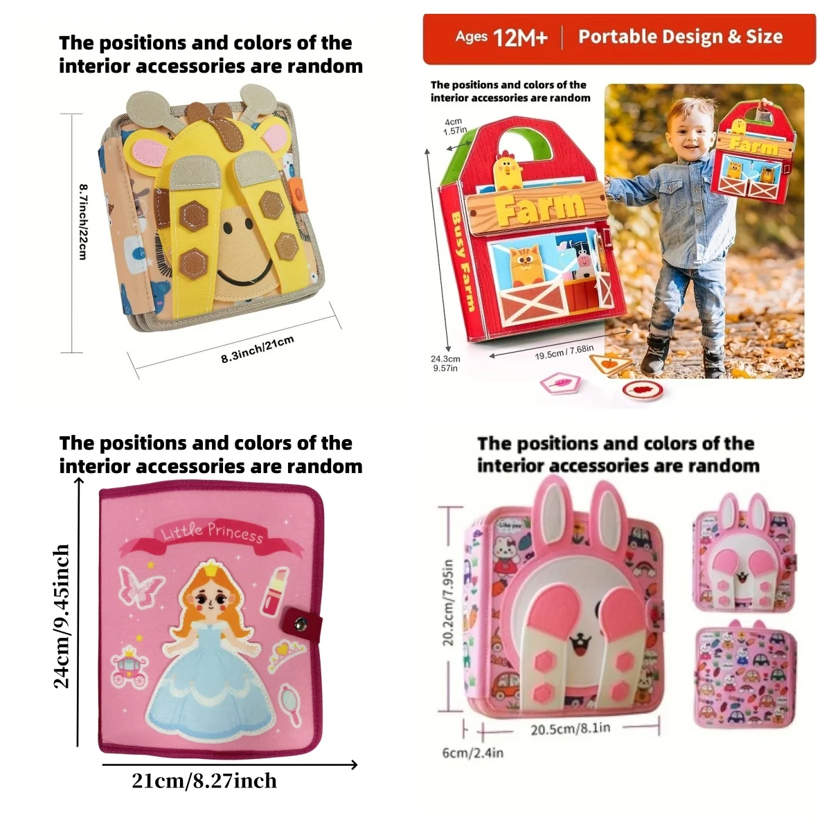 Frühe Bildung, Aufklärung, beschäftigtes Brettspielzeug, Geschichtenstoffbuch, farbenfrohes Lernspielzeug für Feinmotorik, Reisespielzeug