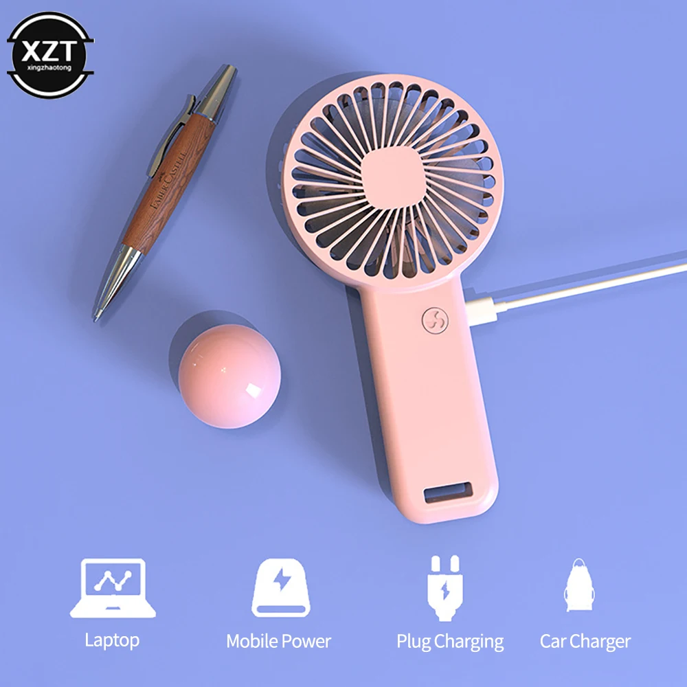 Portable Mini Fan USB Rechargeable With Mobile Phone Stand Base Mute Strong Wind Desktop Electric Fans