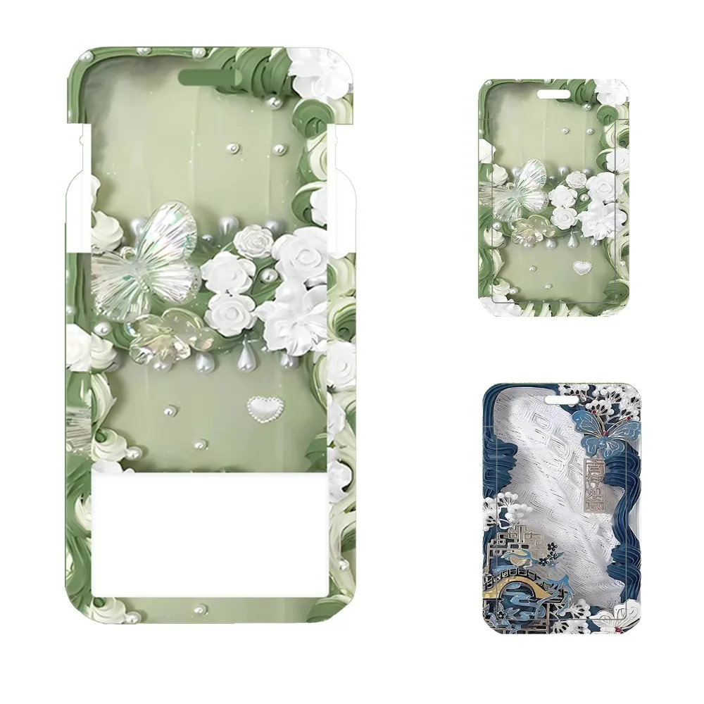 

Card Protectors Vintage Flower Card Case Butterfly Plastic Flowe Bus Card Cover Case Green Flower Romantic Butterfly Card Holder