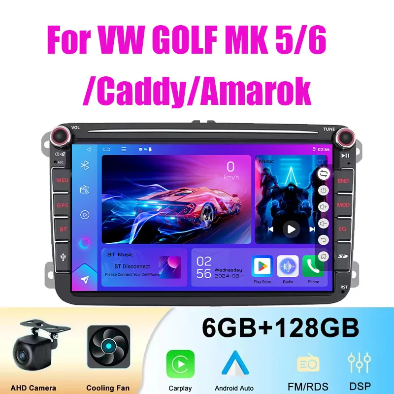 

8" 6+128GB Car Radio For VW GOLF MK 5/6 Caddy Amarok Apple Carplay Android Auto Head Unit Intelligent System Multimedia Player