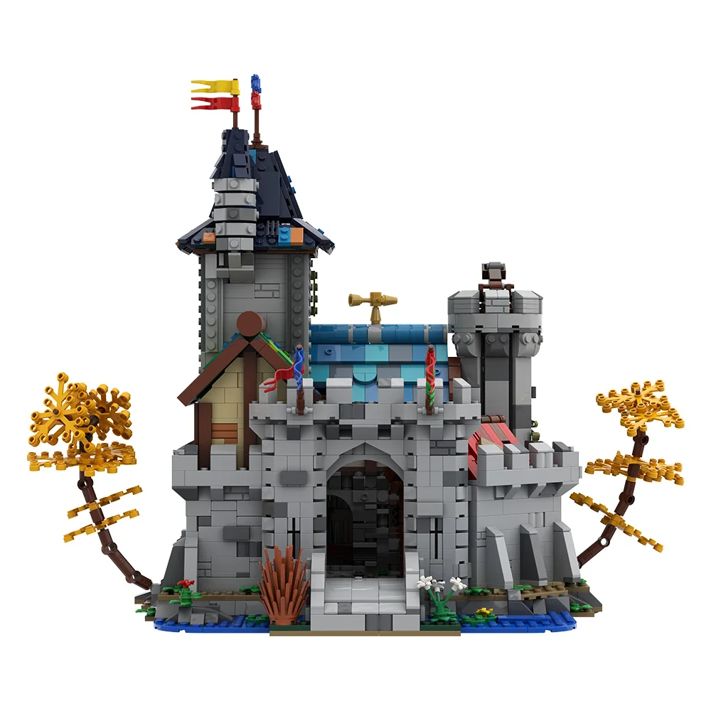 MOC Medieval Fantasy Castle Bricks Model Modular Fantasy Castle Architecture Street View Building Blocks Toys Kids Birthday Gift