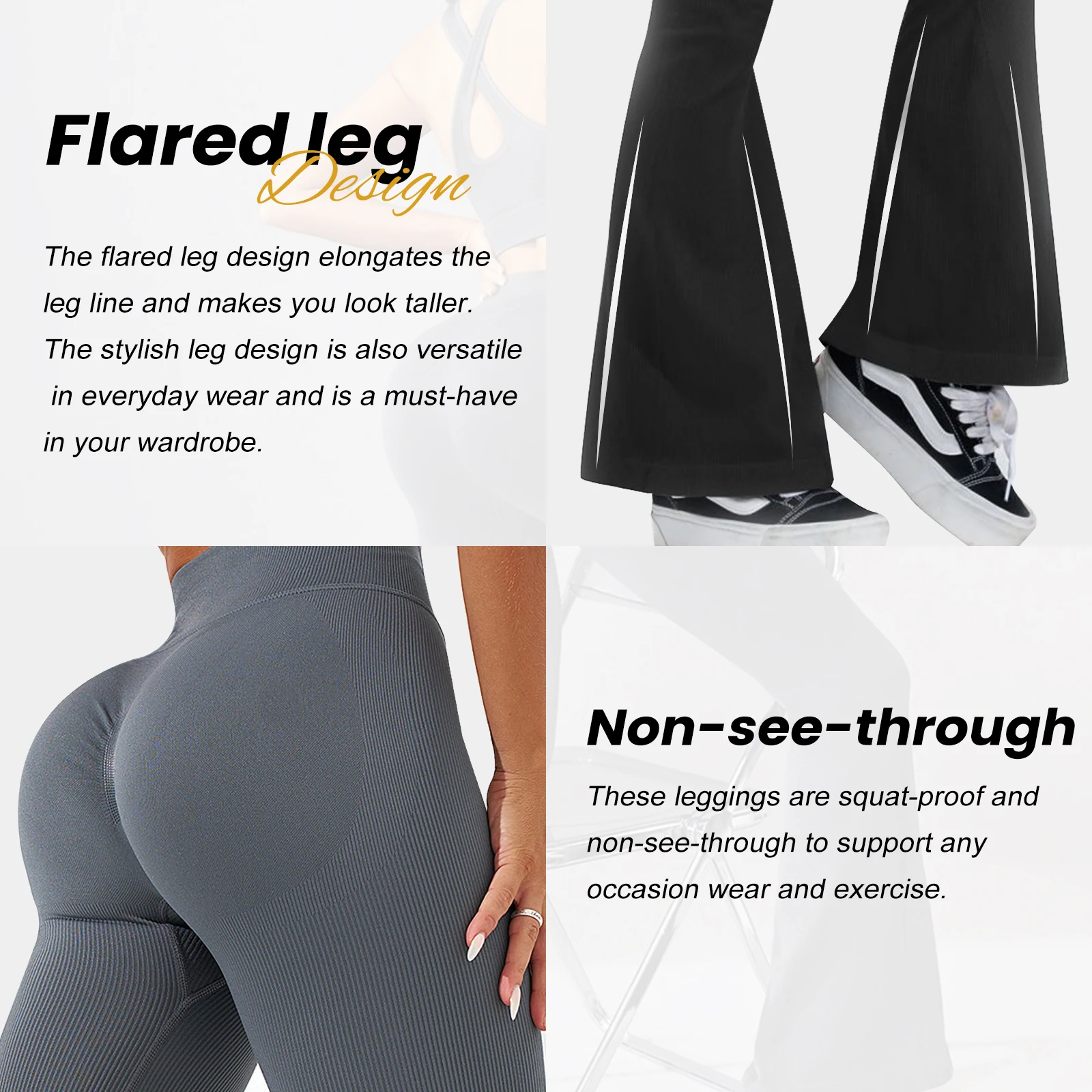 Women\'s pants Cross Waist Legging High Waisted Workout Running Pants Soft Tummy Control Pants Sexy Slim Flared Pants