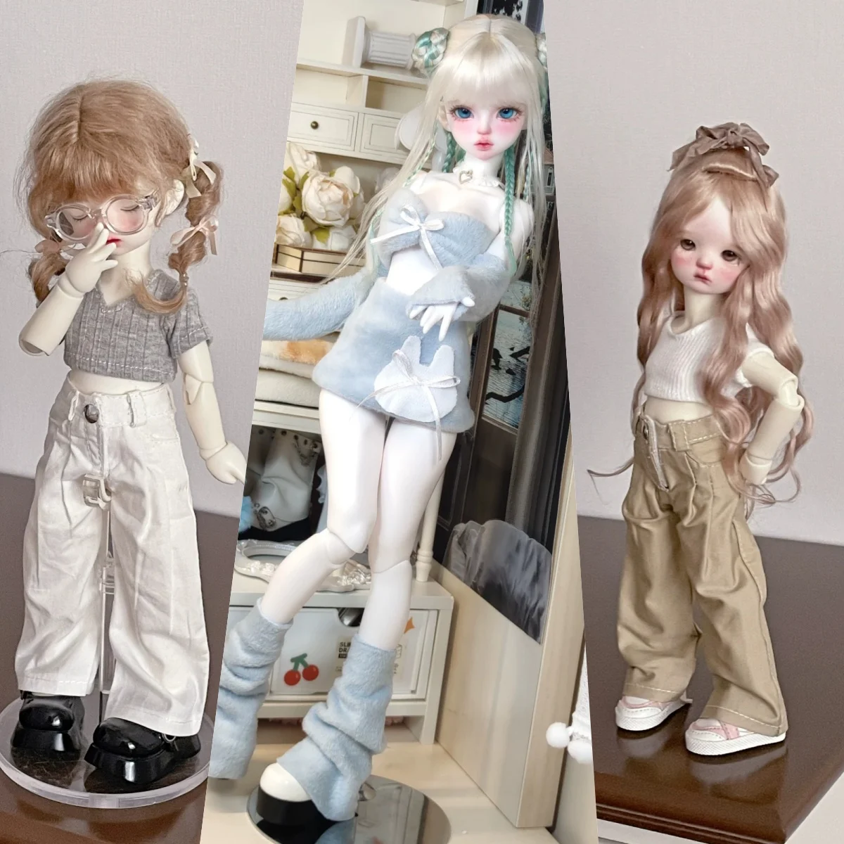 

【Clothing Only】1/6 Female Doll's Clothing Accessories Knitted Short Sleeves Wide-leg Pants Fit Girl Action Figure Toys For OB24