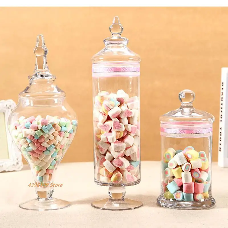 

Transparent glass candy jar European lead-free storage food wedding dessert decoration bottle