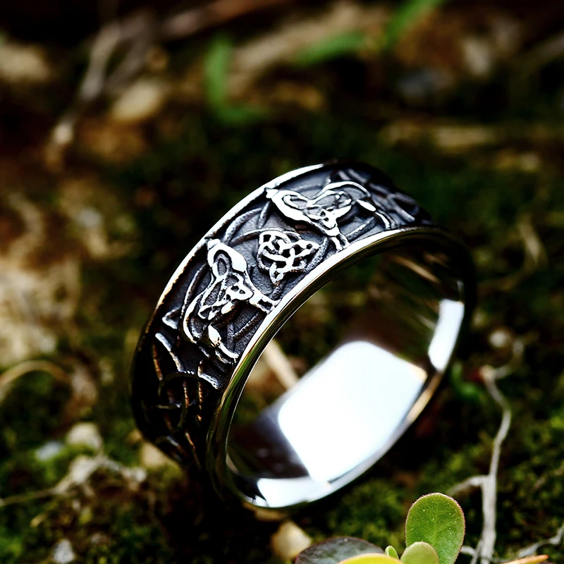 Beier 2022 New Designs 316L Stainless Steel Classic Punk Animal Totem Viking Ring High Quality Jewelry LLBR8-712R