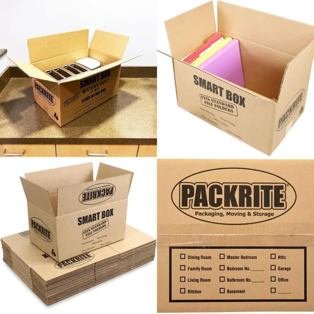 

Compact Storage Boxes with Handles, Ideal for Books, Documents, Shipping, 19x12x10, 1.1 Cubic Feet, Pack of 20