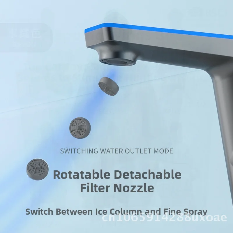 Digital Display Water Temperature Icicle Bathroom Faucet with Intelligent Cooling System Modern Minimalist Basin Mixer Tap Zinc