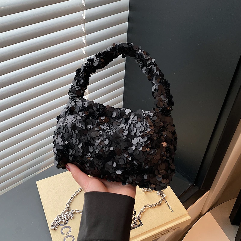 2025 New Fashion Shining Sequins Square Shoulder & Crossbody Bags Personality Exquisite High Quality Party Handbags for Women
