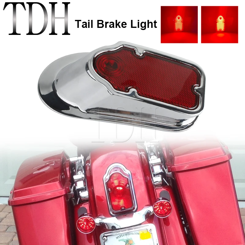 For Harley Honda Bobber Chopper Yamaha Custom Touring Motorcycle Tombstone Rear Tail Light Stop Brake Lamp Taillights Universal