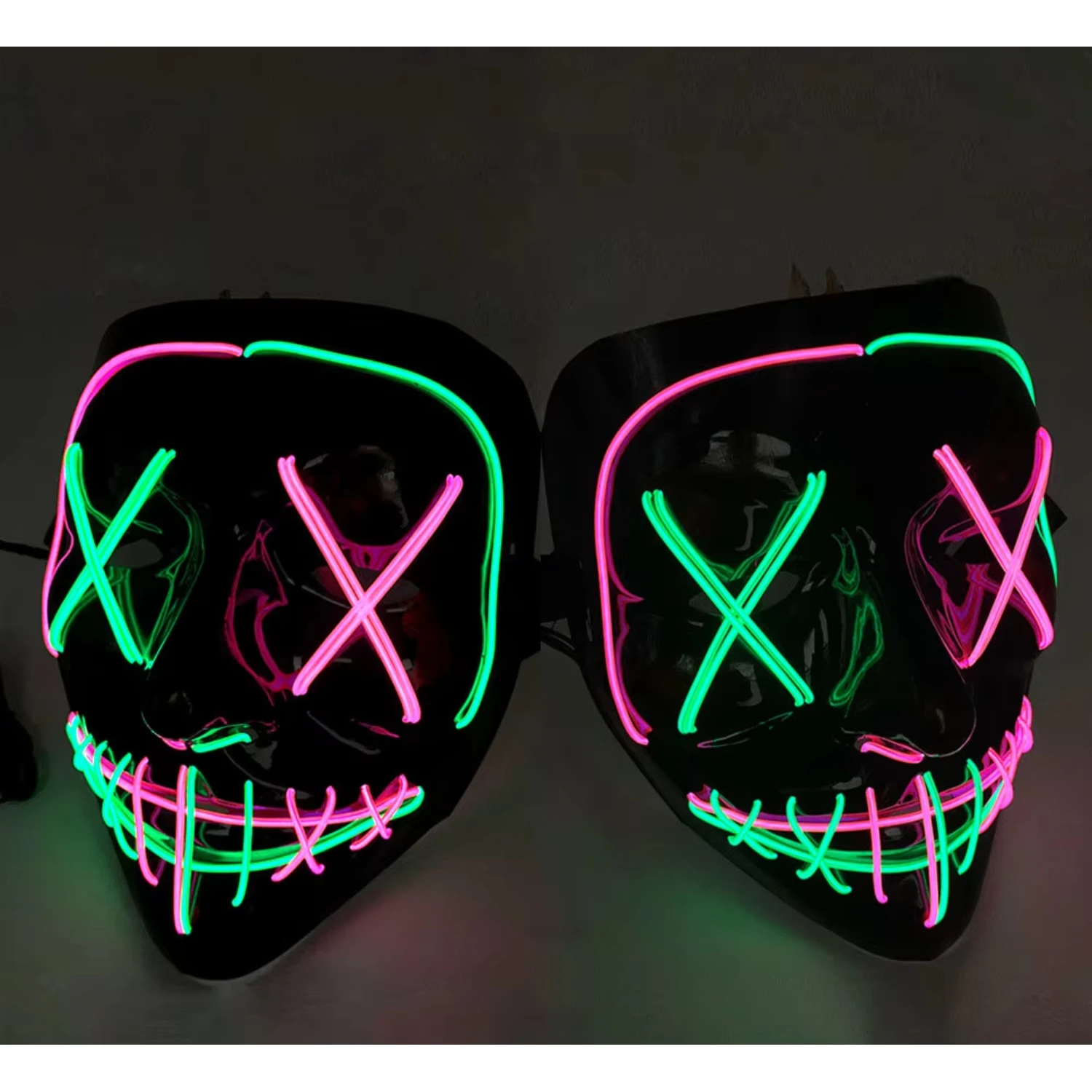 Halloween Led Glowing Mask V Horror Ghost Lighting  Wire DJ Bar Joker Face Guards Veil Costume Party Cosplay Masks Stars