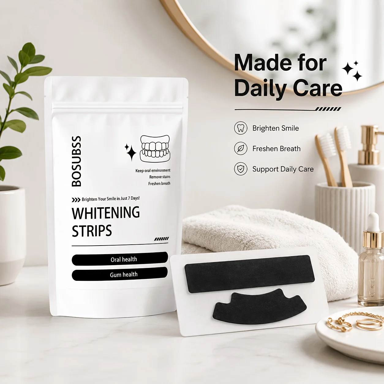 12/6/4pcs Smile Care Strips, Black Teeth Patch Set for Daily Beauty Routine, Easy To Apply Dental Beauty Stickers, Soft Flexible