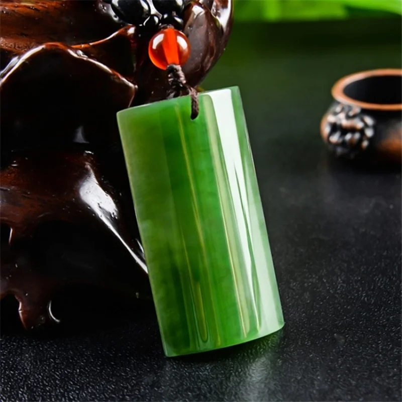 

Xinjiang Hetian Green Lucky Men's and Women's Safety Blessing Necklace Jade Pendant Ja