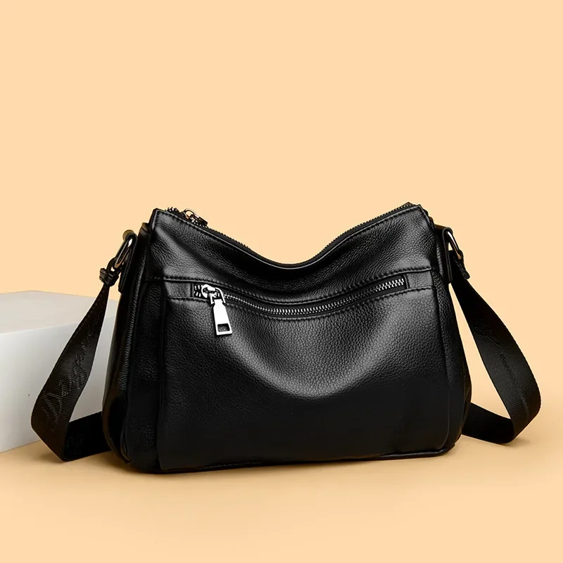 

Genuine Leather Large Capacity Mom Tote Women's Shoulder Crossbody Bag for Commute Versatile Fashion Minimalist Ladies Handbag