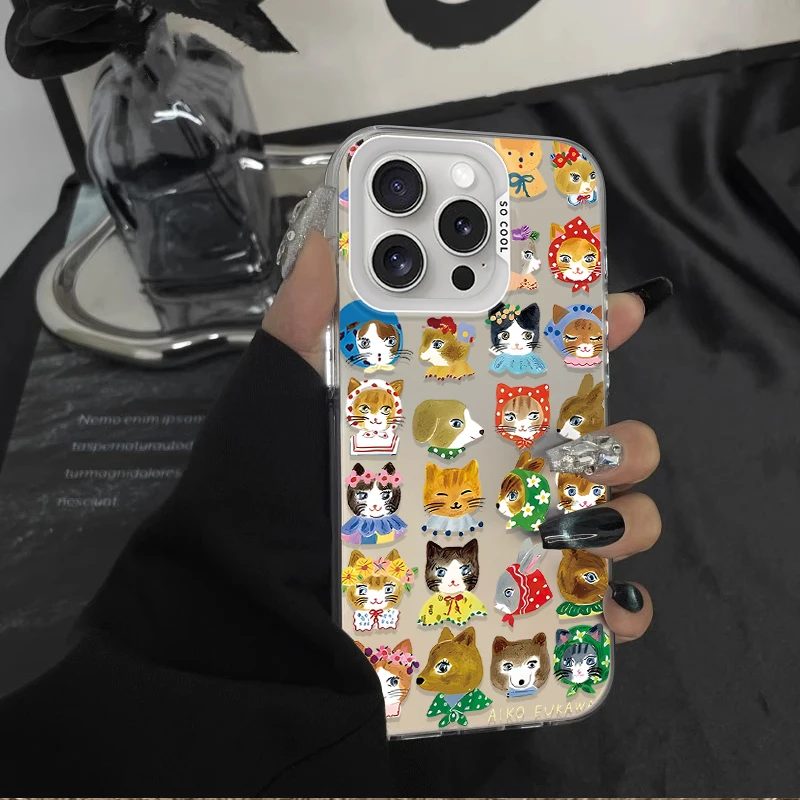 Four Adorable Cats Watching Stars Frosted Case for iPhone 17 16 E 15 14 Plus 13 12 Mini 11 Pro Max Acrylic Silicone Hard Cover