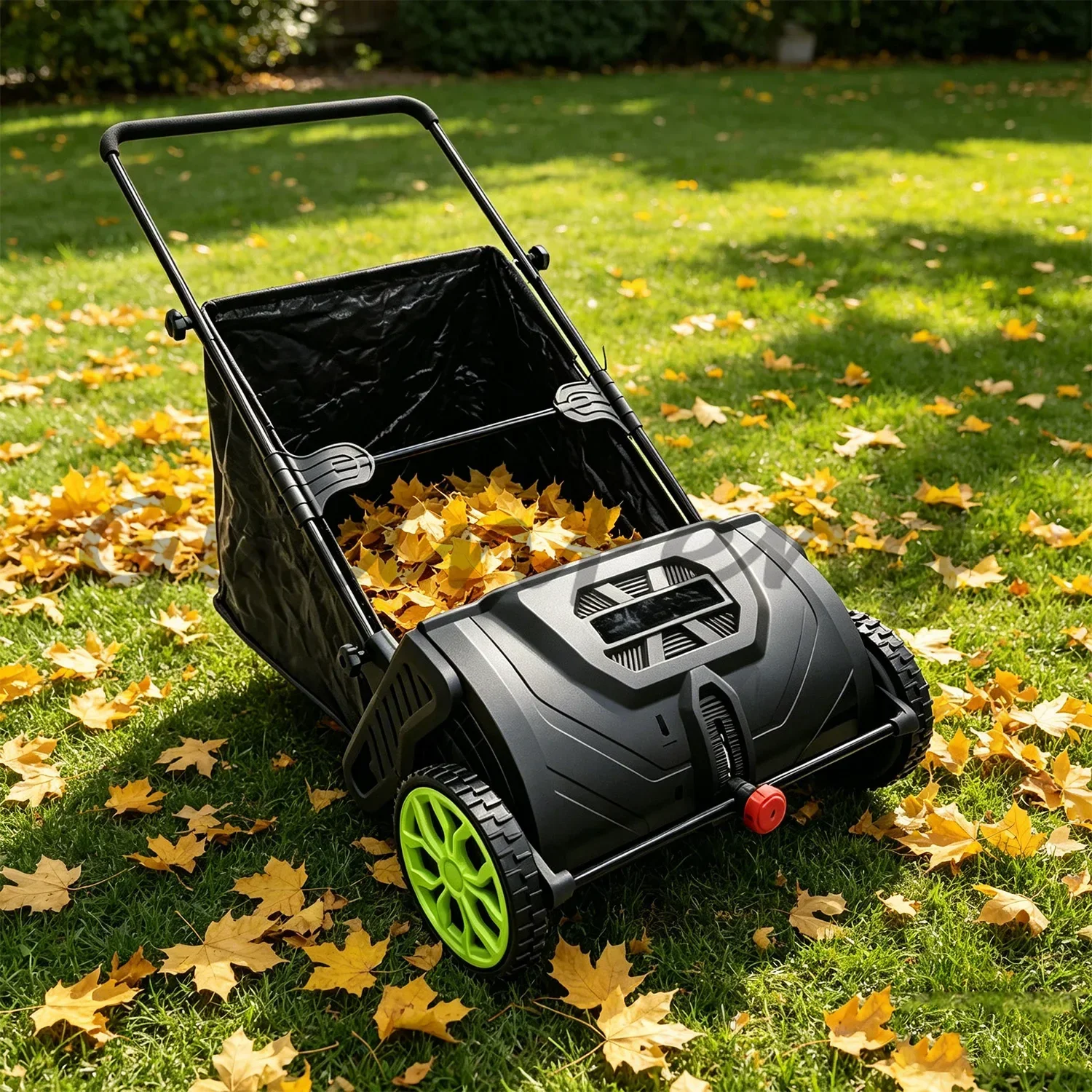 Portable 21 Inch Lawn Sweeper with 105L Large Capacity Bag, Yard Leaf Grass Collector for Outdoor Garden Lawn Use