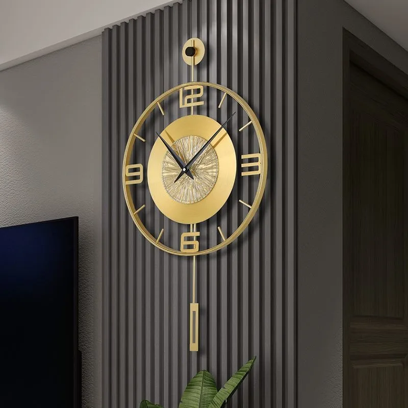 Modern Wall Clock Nordic Metal Wall Watch Luxury Elegant Large Pendulum Clocks Silent Minimalist Aesthetic Living Room Watches
