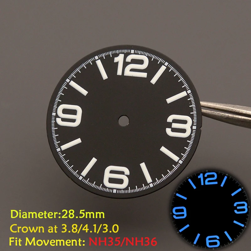 28.5 millimetri Nuovo Quadrante Dell'orologio di Superficie Fit Giappone NH35 NH36 7S26 7002 Movimento Per SKX007 SKX009 Tartaruga Abalone Tonno Canne Orologio Subacqueo