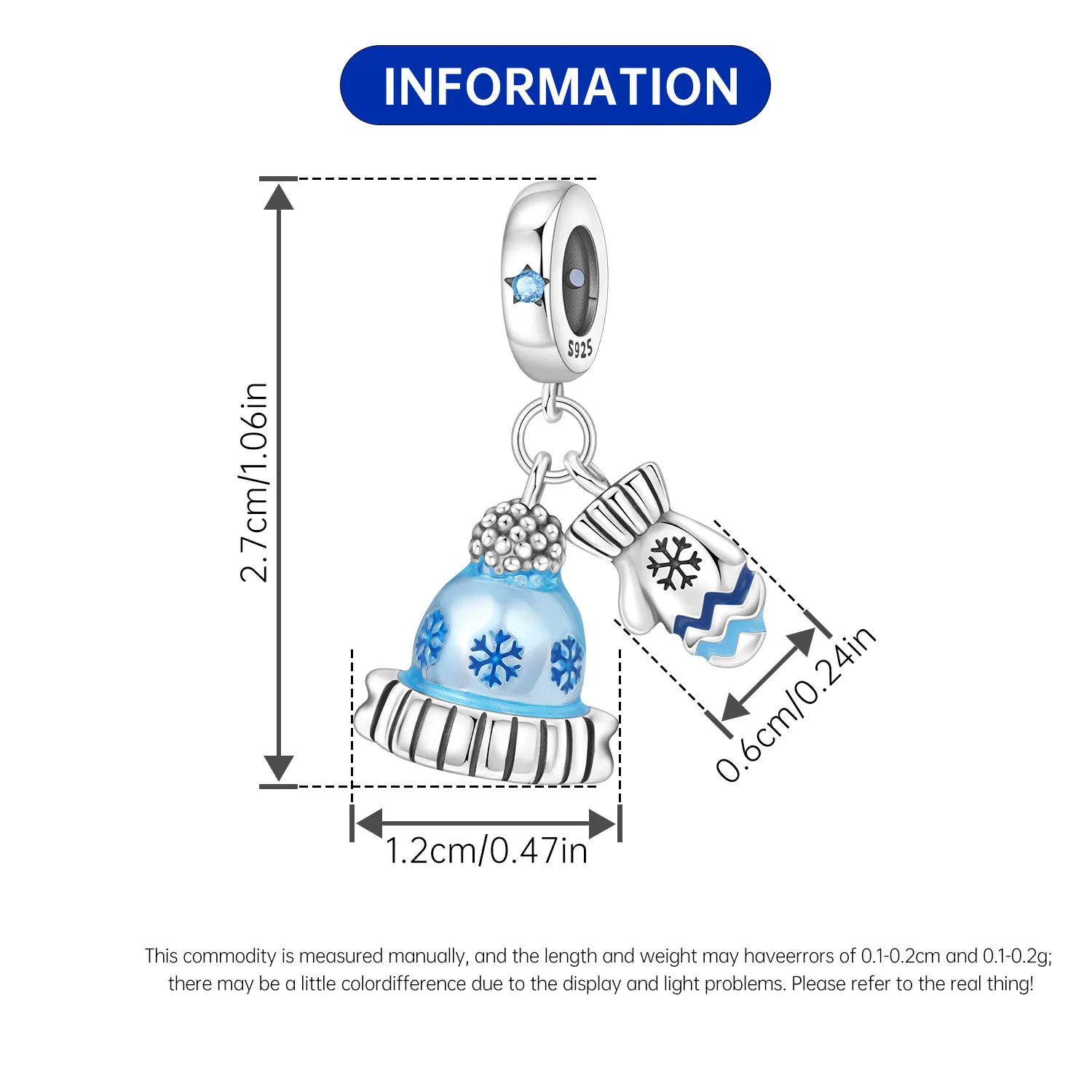925 Sterling Silber Blaue Glocken-Charm-Perle mit Zirkon-Einlage Weihnachtsanhänger DIY Schmuck für Halskette Armband Party Weihnachtsgeschenk – Detail 22